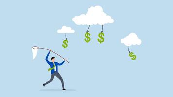 nuage investissement, 4k animation de investisseur captures dollar chute de nuage. video