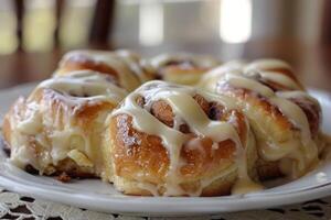 Warm cinnamon rolls photo