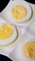 sliced cooked eggs for Easter Sunday breakfast video