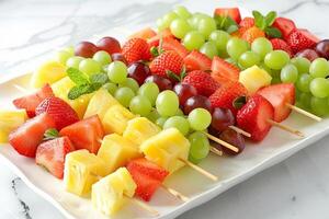 colorful fruit kebabs photo