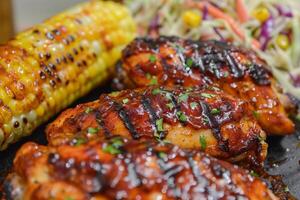 BBQ Chicken with Grilled Corn and Coleslaw photo