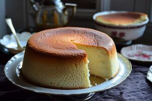 suave y ligero japonés tarta de queso foto