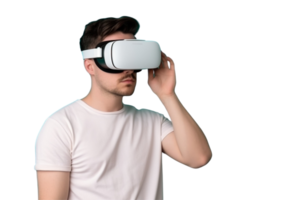 Man wearing VR headset on Transparent Background png