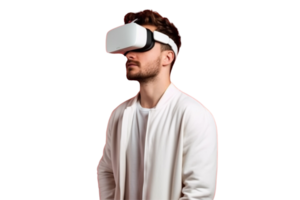 Man wearing VR headset on Transparent Background png