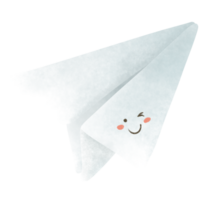 Paper airplane with a smiling face png