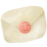 Brown letter with red sticker smile png