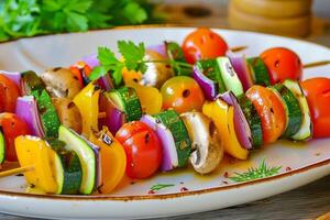 Colorful vegetable skewers photo