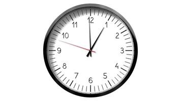 Classic wall clock on white background - 1 o clock video