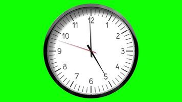 Classic wall clock on green background - 5 o clock video