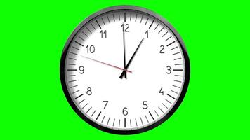 Classic wall clock on green background - 1 o clock video