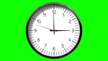 Classic wall clock on green background - 3 o clock video