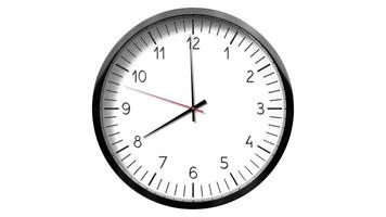 Classic wall clock on white background - 8 o clock video