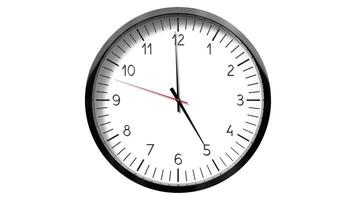 Classic wall clock on white background - 5 o clock video