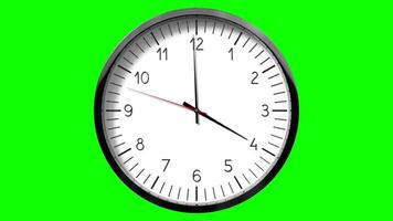 Classic wall clock on green background - 4 o clock video