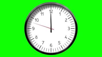 Classic wall clock on green background - 12 o clock video