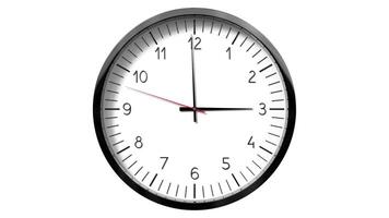 Classic wall clock on white background - 3 o clock video