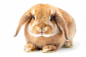 A cute Holland Lop bunny with fluffy cheeks photo