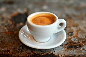 Classic espresso shot in a white cup photo