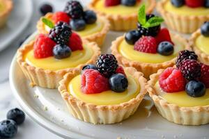 Mini tarts with lemon curd photo