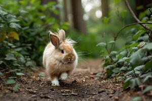 A cute Holland Lop bunny with fluffy cheeks photo