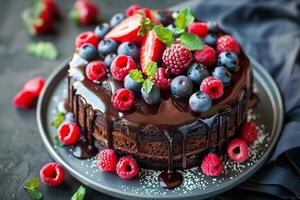 Excellent chocolate cake photo