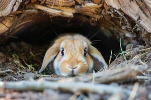 A cute Holland Lop bunny with fluffy cheeks photo