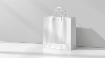 White Take Away Paper Bag , mockup design isolated photo
