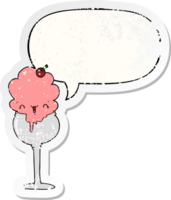 cute cartoon ice cream desert and speech bubble distressed sticker png