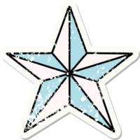 traditional distressed sticker tattoo of a star png