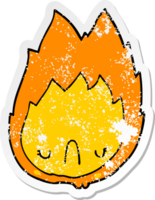 distressed sticker of a cartoon unhappy flame png