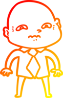 warm gradient line drawing cartoon nervous man png