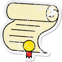 distressed sticker of a cute cartoon important document png
