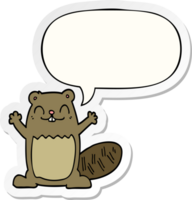 cartoon beaver and speech bubble sticker png