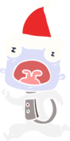 flat color illustration of a weird alien running away wearing santa hat png