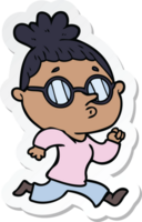 sticker of a cartoon woman wearing glasses png