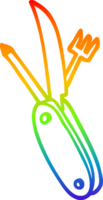 rainbow gradient line drawing cartoon pen knife png