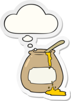cartoon honey pot and thought bubble as a printed sticker png