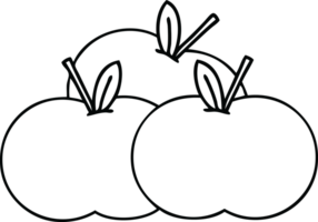 manzana jugosa de dibujos animados de dibujo lineal png