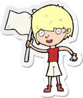 sticker of a cartoon boy with flag png