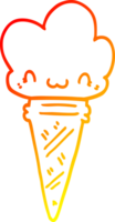 caldo gradiente di disegno gelato cartone animato con la faccia png