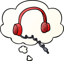 cartoon headphones and thought bubble in smooth gradient style png