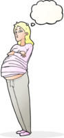 cartone animato incinta donna con pensato bolla png