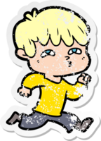 distressed sticker of a cartoon man confused png