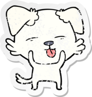 distressed sticker of a cartoon dog sticking out tongue png