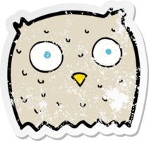 retro distressed sticker of a cartoon owl png