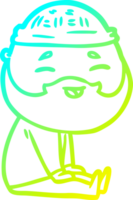 cold gradient line drawing cartoon happy bearded man png