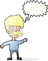 cartoon man with mustache waving with speech bubble png