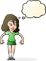 cartoon pretty woman with thought bubble png