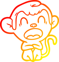 warm gradient line drawing yawning cartoon monkey png