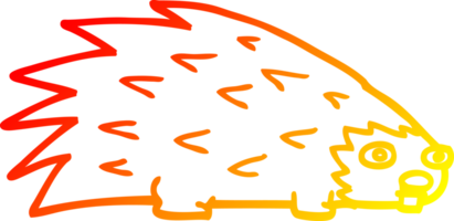 caldo gradiente di disegno a tratteggio cartone animato riccio spinoso png